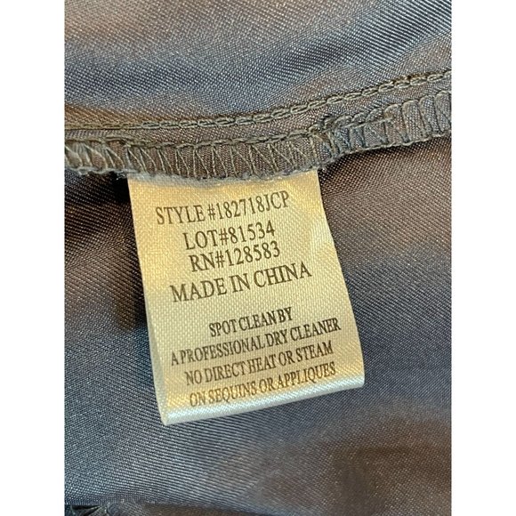 One By Eight Women Sheath Dress Chiffon Ruffle Beaded Halter Neck Keyhole Blue 4 - Picture 7 of 7